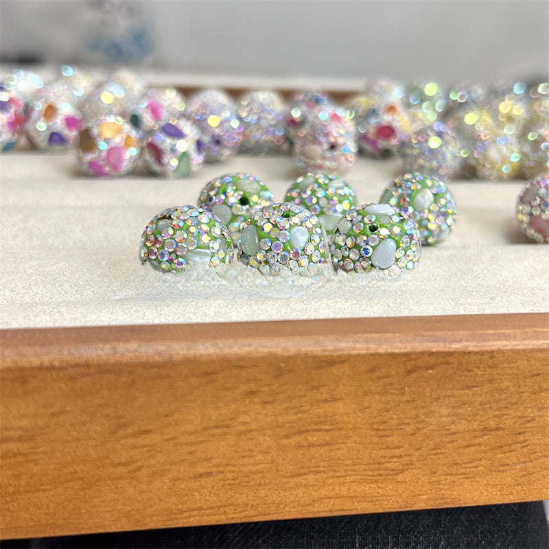 Wholesale Colored Natural Shell Ceramic Mud Diamond Ball Full Diamond 16mm Ball